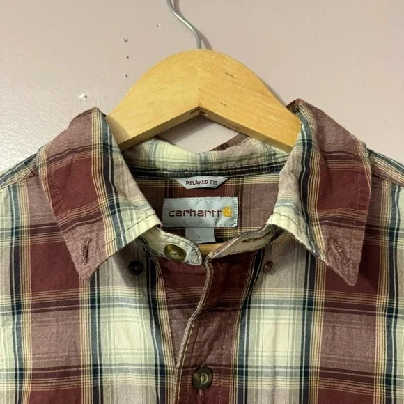 Carhartt Essential Plaid Longsleeve Flannel Shirt  Mens Size L - Picture 2 of 8